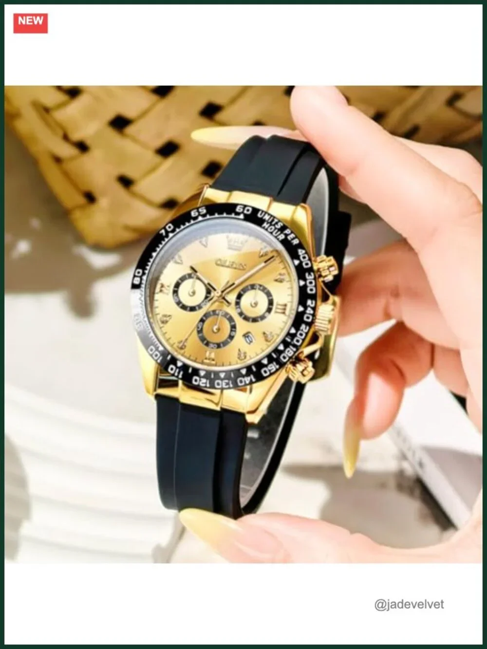 Women's 38mm Silicone Strap Chronograph Watch, Luminous Dial, 30M Waterproof,